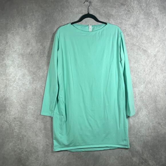 Lululemon Back In Action Mini Dress Womens 4 Green Long Sleeves Boat Neck Active - Picture 1 of 8